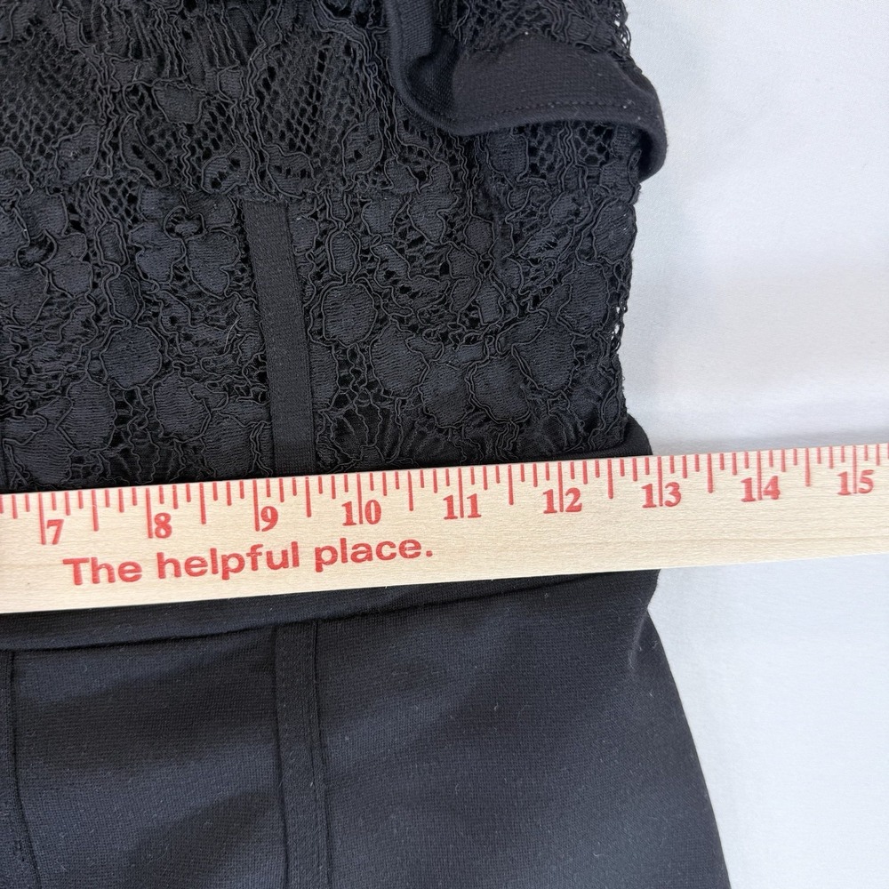 Nicole Miller Black Lace Midi Dress XS Ruffle Romantic Cocktail Bodycon Sheath - Picture 10 of 12